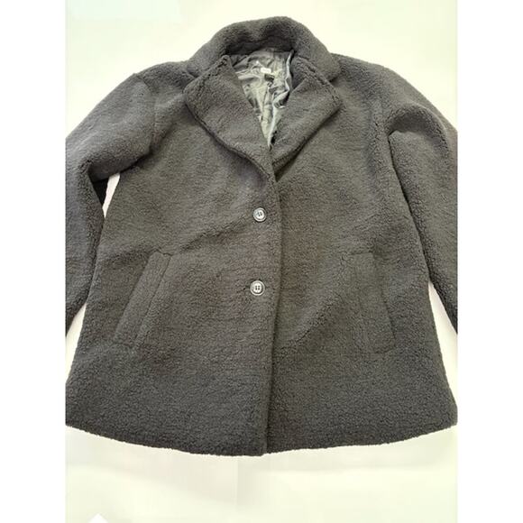 Collection B New York Classic Faux-Fur Coat Two Button Front Black Womens Size M - Picture 6 of 11